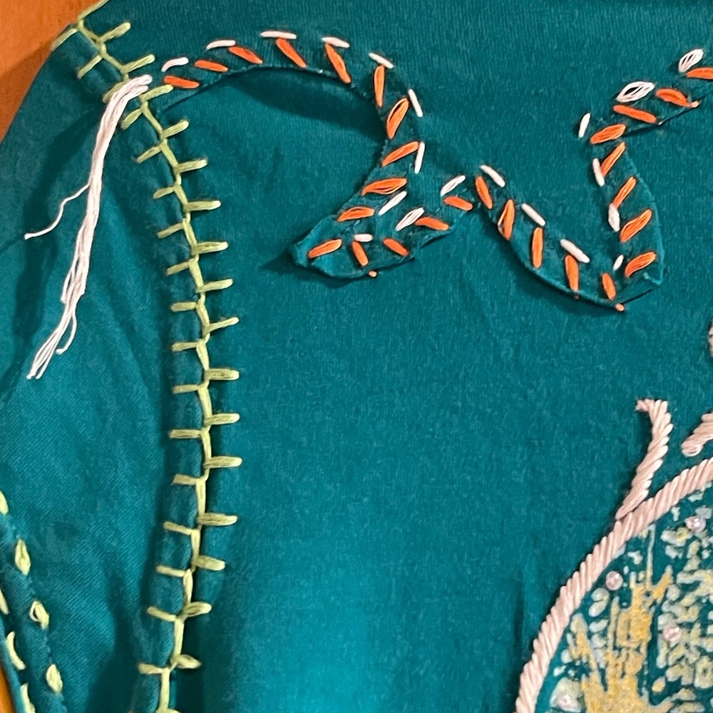 𝔻𝕆𝕌𝔹𝕃𝔼 𝔻 ℝ𝔸ℕℂℍ Turquoise Graphic Short Sleeve Top - Picture 6 of 9